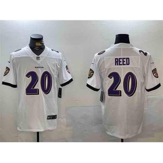 Men Baltimore Ravens 20 Ed Reed White Vapor Limited Football Jersey