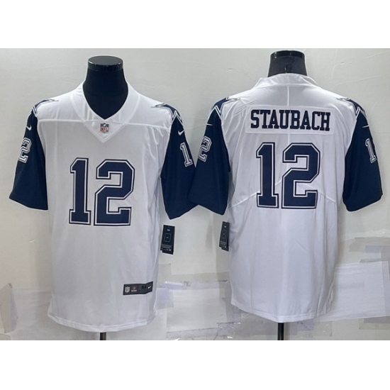 Men Dallas Cowboys 12 Roger Staubach white Limited Stitched Football Jerse