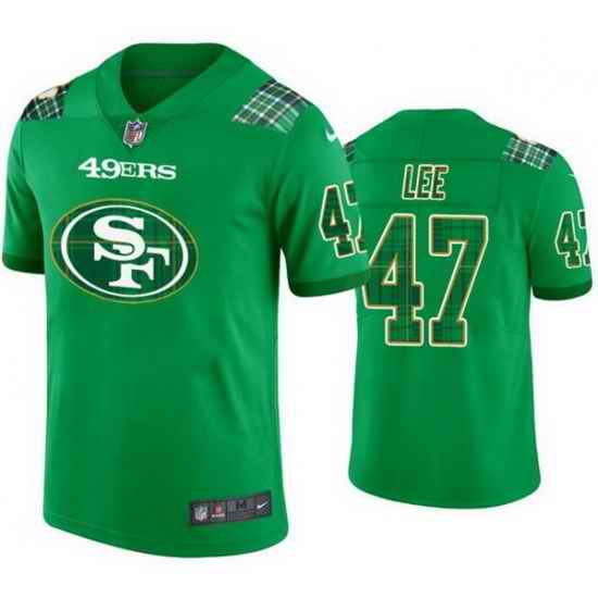 Men San Francisco 49ers 47 Elijah Lee Kelly Green St  Patricks Day Stitched Jersey