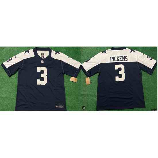 Men Dallas Cowboys George Pickens #3 Navy Blue Thanksgiven Limited Stitched Football Jersey
