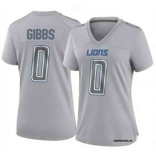 Women Detroit Lions 0 Jahmyr Gibbs Gray Vapor Limited Stitched Jersey