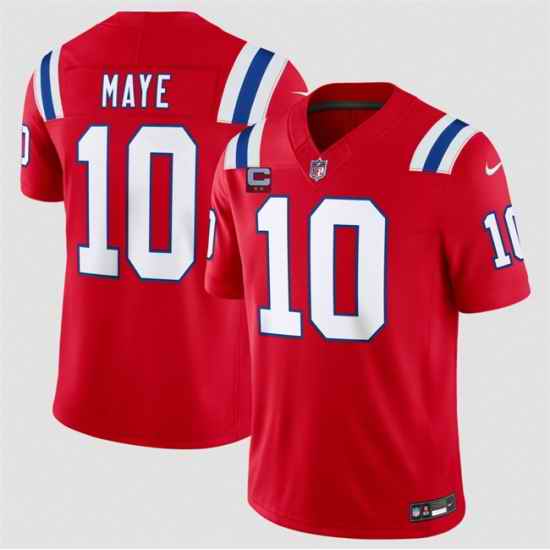 Men New England Patriots 10 Drake Maye Red 2026 F U S E 2 Star C Pach Vapor Limited Stitched Football Jersey