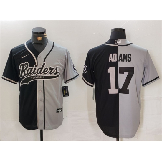 Men Las Vegas Raiders 17 Davante Adams Grey Black Split Cool Base Stitched Baseball Jersey
