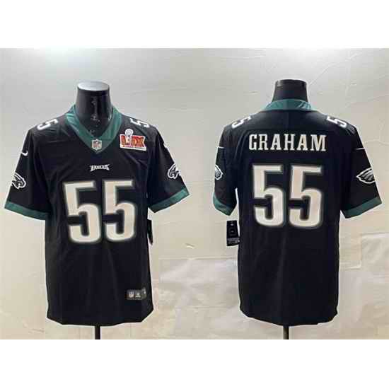 Men Philadelphia Eagles 55 Brandon Graham Black 2025 Super Bowl LIX Patch Vapor Untouchable Limited Stitched Football Jersey