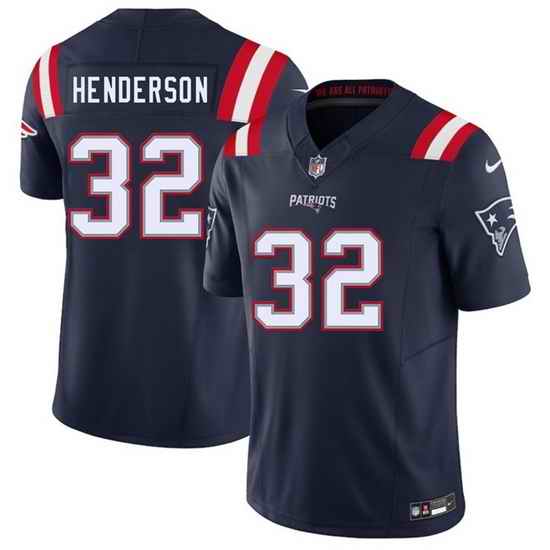 Men New England Patriots 32 TreVeyon Henderson Navy 2025 F U S E  Vapor Limited Stitched Football Jersey