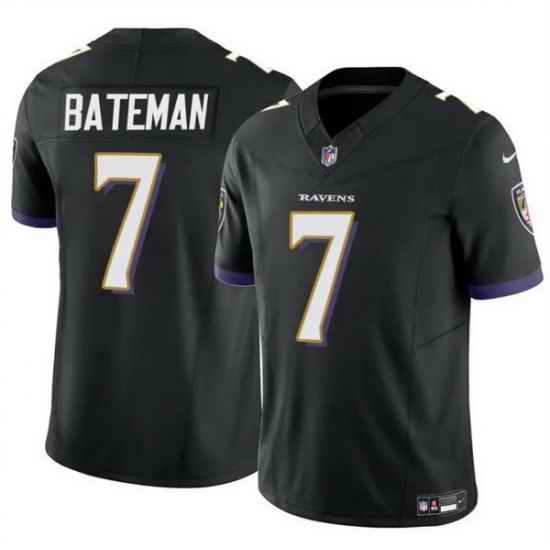 Men Baltimore Ravens 7 Rashod Bateman Black 2023 F U S E Vapor Limited Football Jersey