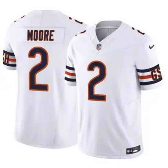Men Chicago Bears 2 DJ Moore White Vapor Limited Stitched NFL Jersey II
