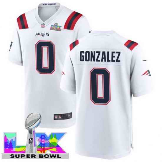 Men Women youth New England Patriots #0 Christian Gonzalez 2025 2026 Super Bowl LX F U S E Stitched NFL Jersey White