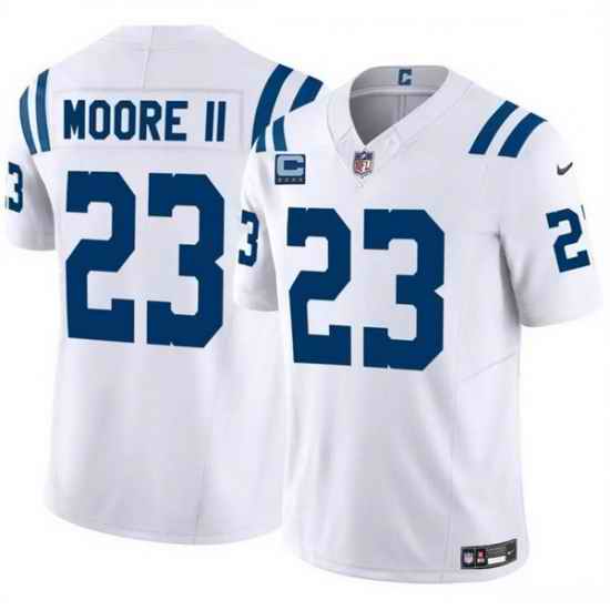 Men Indianapolis Colts 23 Kenny Moore II White 2025 F U S E  With 4 Star C Patch Vapor Limited Stitched Football Jersey