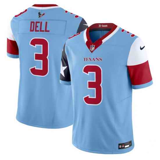 Men Houston Texans 3 Tank Dell Blue 2024 F U S E  V5 Limited Stitched Football Jersey