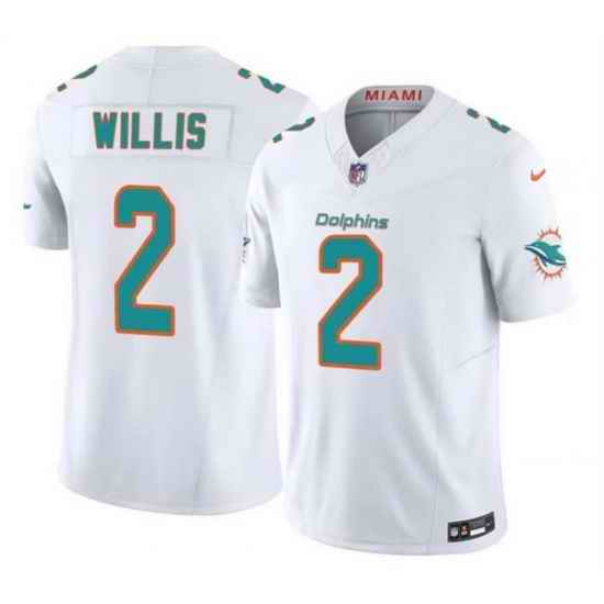 Men Miami Dolphins 2 Malik Willis White 2026 F U S E Vapor Limited Stitched Football Jersey