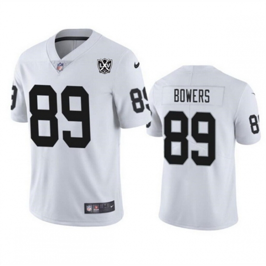 Men Las Vegas Raiders 89 Brock Bowers White 2024 65th Anniversary Patch Vapor Stitched Football Jersey