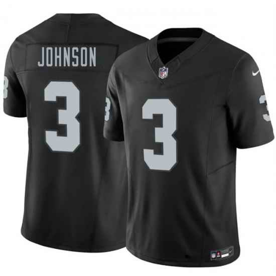 Men Las Vegas Raiders  3 Taron Johnson Black 2026 F U S E  Vapor Untouchable Limited Stitched Football Jersey