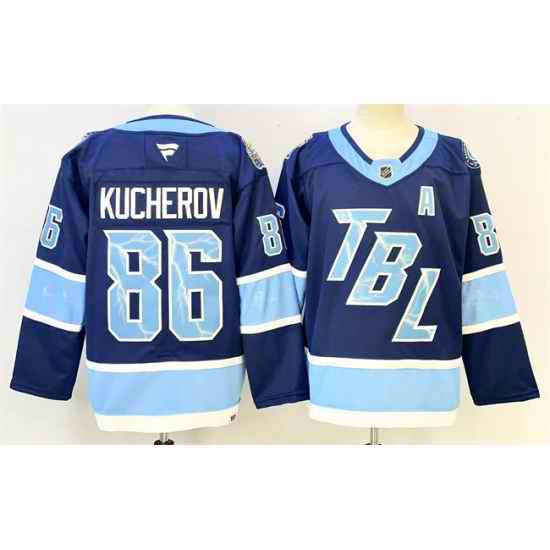 Men Tampa Bay Lightning 86 Nikita Kucherov Blue 2026 Stadium Series With A Patch Stitched Jersey