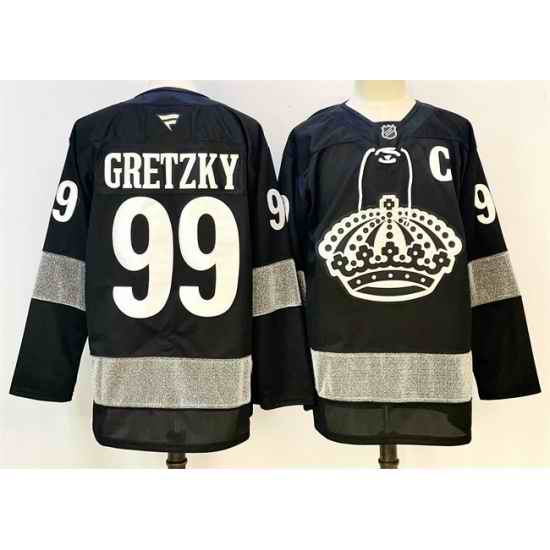 Men Los Angeles Kings 99 Wayne Gretzky Black With C Patch Alternate Stitched Hockey Jersey