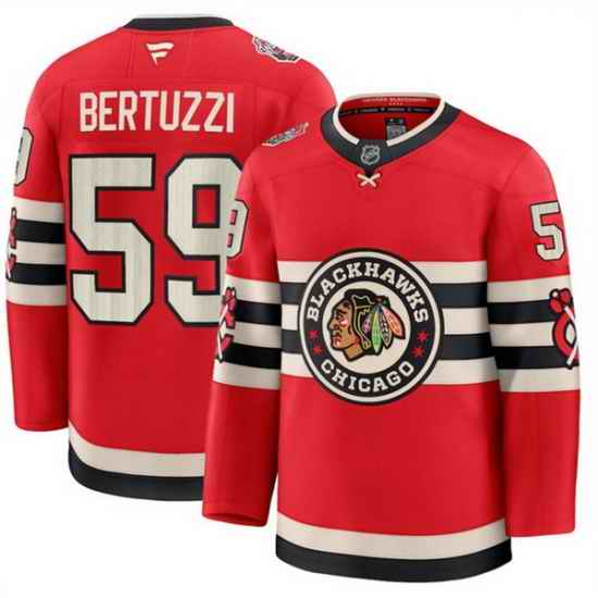 Men Chicago Blackhawks 59 Tyler Bertuzzi Red 2024 25 Winter Classic Stitched Hockey Jersey