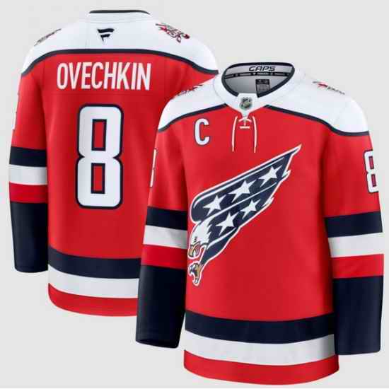 Men Washington Capitals 8 Alexander Ovechkin Red 2025 26 With C Patch Alternate Stitched Hockey Jersey