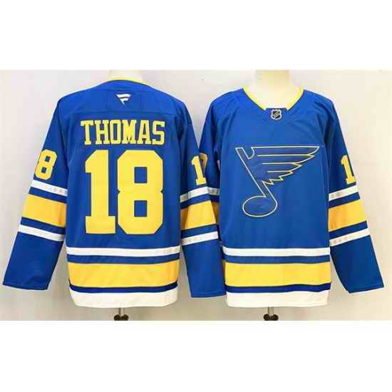 Men St  Louis Blues 18 Robert Thomas Blue 2025 Stitched Hockey Jersey