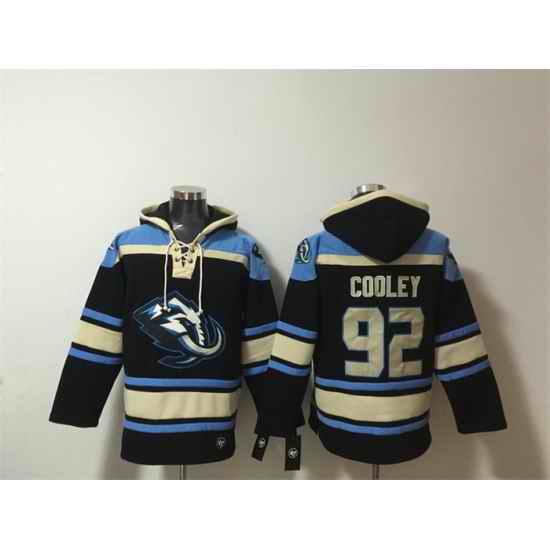 Men Utah Mammoth  92 Logan Cooley Black Blue Ageless Must Have Lace Up Pullover Hoodie