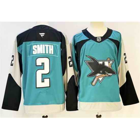 Men San Jose Sharks 2 Will Smith Teal 2025 Alternate Stitched Hockey Jersey