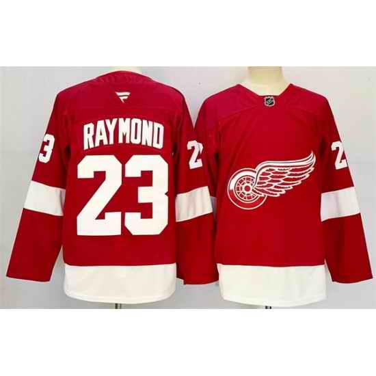 Men Detroit Red Wings 23 Lucas Raymond Red 2024 25 Home Stitched Jersey