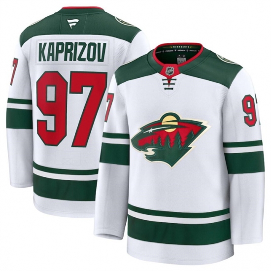 Men Minnesota Wild 97 Kirill Kaprizov White 2024 25 Away Stitched Hockey Jersey