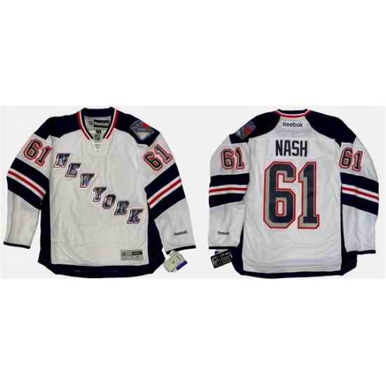 Men New York Rangers 61 Rick Nash 2014 White Stitched Hockey Jersey