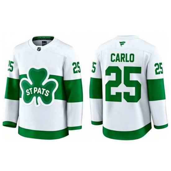 Men Toronto Maple Leafs Brandon Carlo 25 White St Patricks Authentic Jersey
