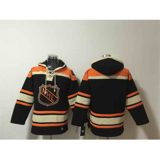 Men Black Orange Ageless Must Have Lace Up Pullover Hoodie