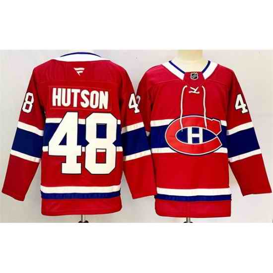 Men Montreal Canadiens 48 Lane Hutson Red 2024 25 Stitched Jersey