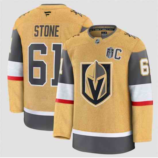 Men Vegas Golden Knights  61 Mark Stone Gold 2026 Stanley Cup Final Patch And C Patch Home Stitched Hockey Jersey