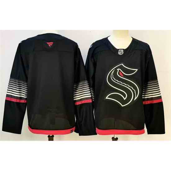 Men Seattle Kraken Blank Black Alternate Stitched Hockey Jersey