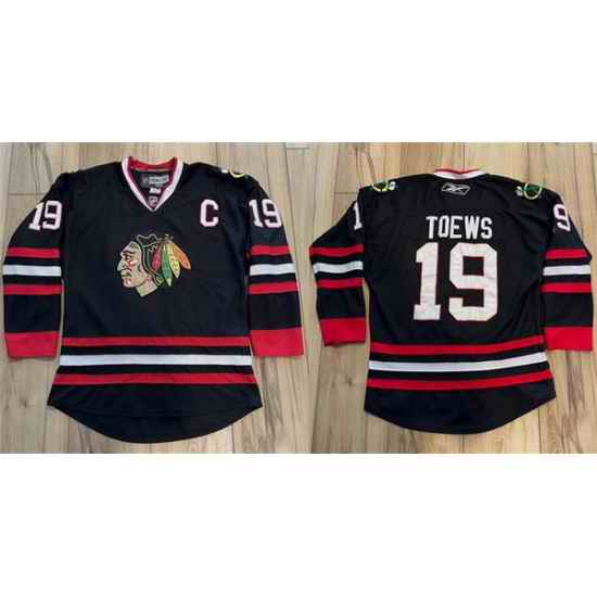 Men Chicago Blackhawks 19 Jonathan Toews Black Stitched Hockey Jersey