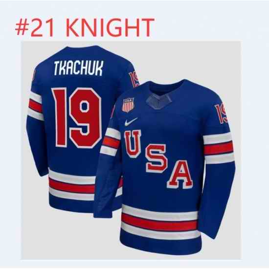 Men USA Hockey Jersey #21 KNIGHT Stitched Jersey