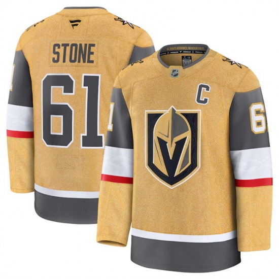 Men Vegas Golden Knights 61 Mark Stone Gold 2024 25 Home Stitched Hockey Jersey