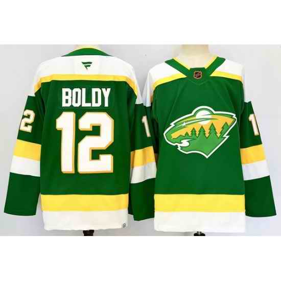 Men Minnesota Wild 12 Matt Boldy Green 2024 25 Alternate Stitched Hockey Jersey