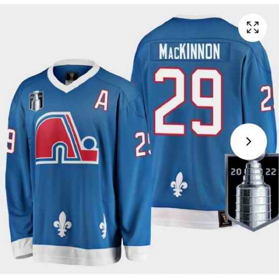 Men Colorado Avalanche Nathan Mackinnon #29 2022 Stanley Cup Patch Western Conference Champs Blue Stitched Jersey