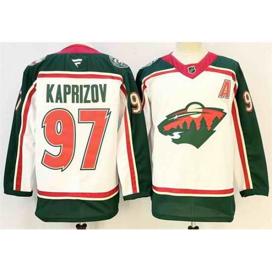 Men Minnesota Wild 97 Kirill Kaprizov White 2025 With A Patch 25th Anniversary Stitched Hockey Jersey