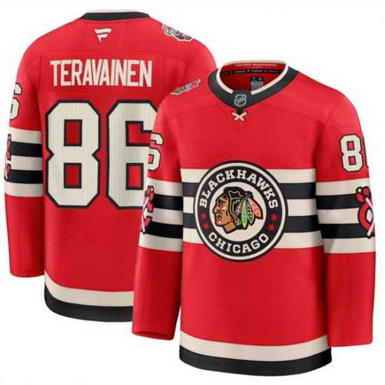 Men Chicago Blackhawks 86 Teuvo Teravainen Red 2024 25 Winter Classic Stitched Hockey Jersey