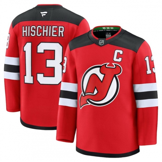 Men New Jersey Devils 13 Nico Hischier Red 2024 25 Home Stitched Hockey Jersey