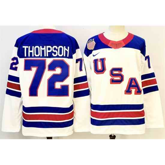 Men USA 72 Tage Thompson White 2025 2026 Stitched Jersey