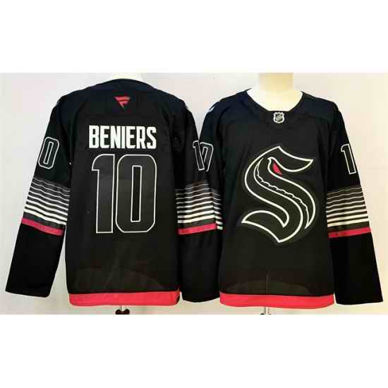 Men Seattle Kraken  10 Matty Beniers Black 2026 Alternate Stitched Hockey Jersey