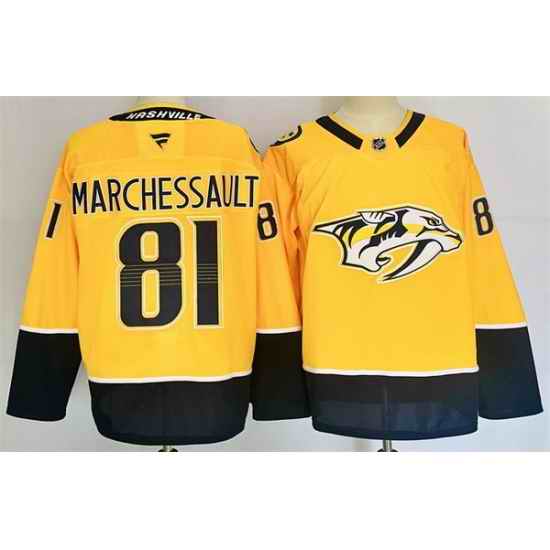 Men Nashville Predators 81 Jonathan Marchessault Gold 2024 25 Home Stitched Hockey Jersey