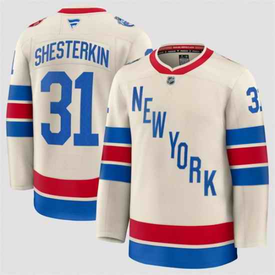 Men New York Rangers 31 Igor Shesterkin Beige 2026 Winter Classic Stitched Hockey Jersey