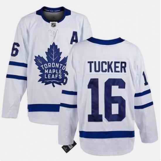 Men Toronto Maple Leafs 16 Darcy Tucker White With A Patch Stitched Hockey Jersey