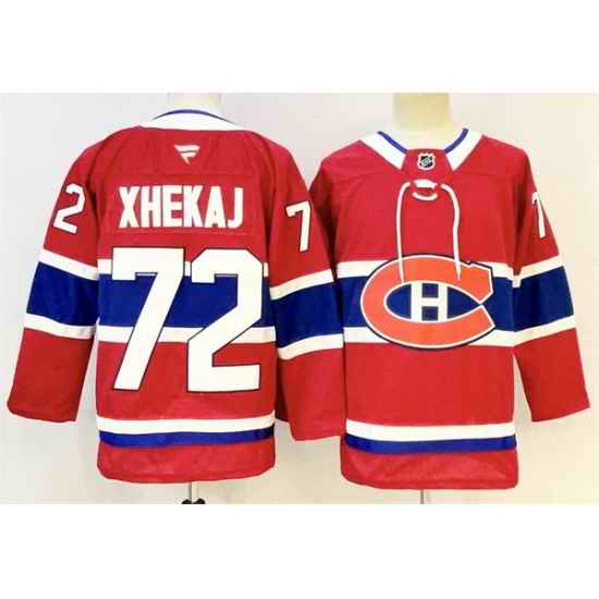 Men Montreal Canadiens 72 Arber Xhekaj Red 2024 25 Stitched Jersey