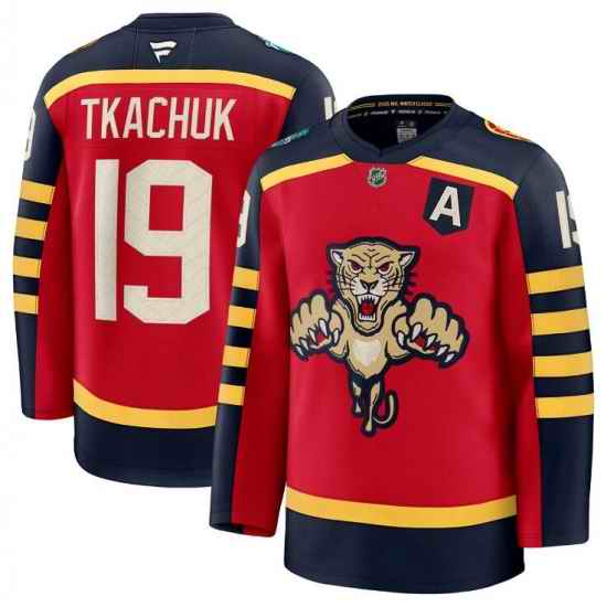 Men Florida Panthers 19 Matthew Tkachuk Red 2026 Winter Classic Stitched Hockey Jersey