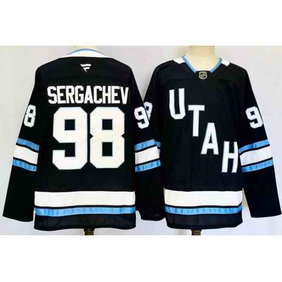Men Utah Hockey Club 98 Mikhail Sergachev Navy 2024 25 Stitched Jersey