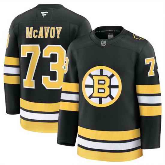 Men Boston Bruins 73 Charlie McAvoy Black 2025 Home Stitched Hockey Jersey