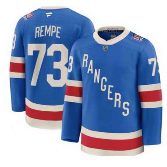 Men New York Rangers 73 Matt Rempe Blue Centennial Stitched Hockey Jersey